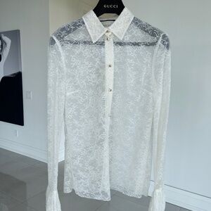 Gucci Ivory Floral Lace Blouse…NWOT